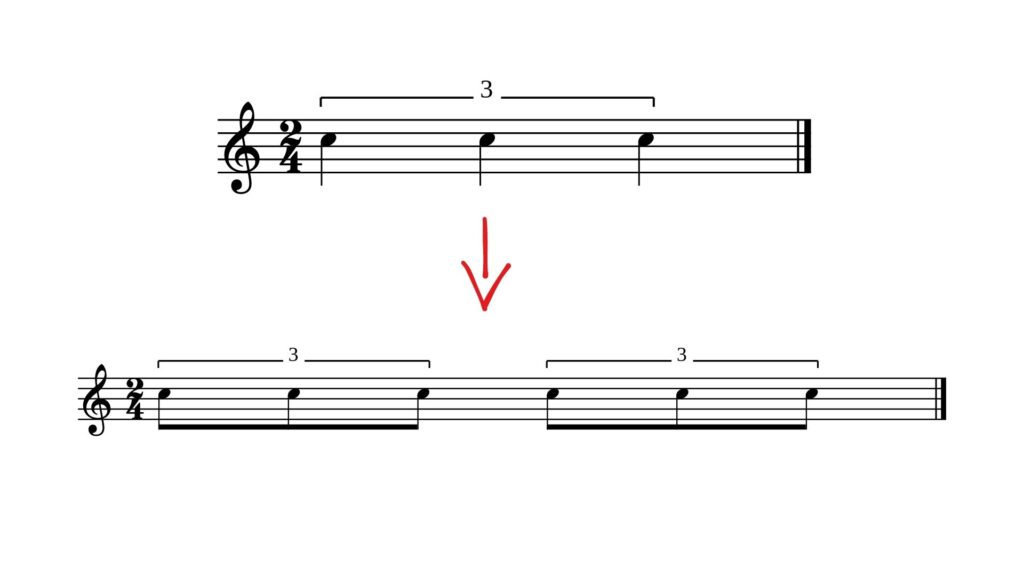 terzina in due movimenti scomposizione